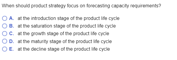 Solved When should product strategy focus on forecasting | Chegg.com