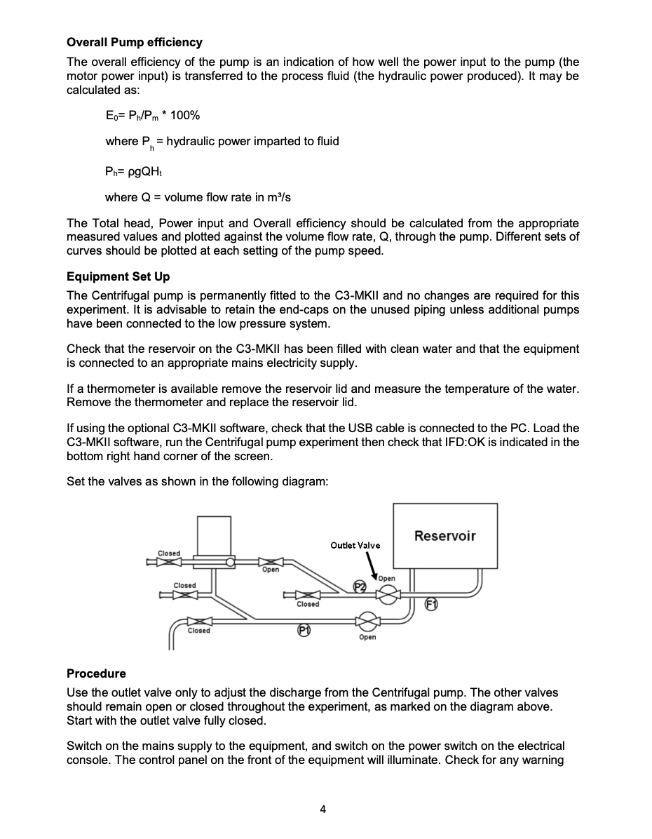 multi pump test rig experiment lab report