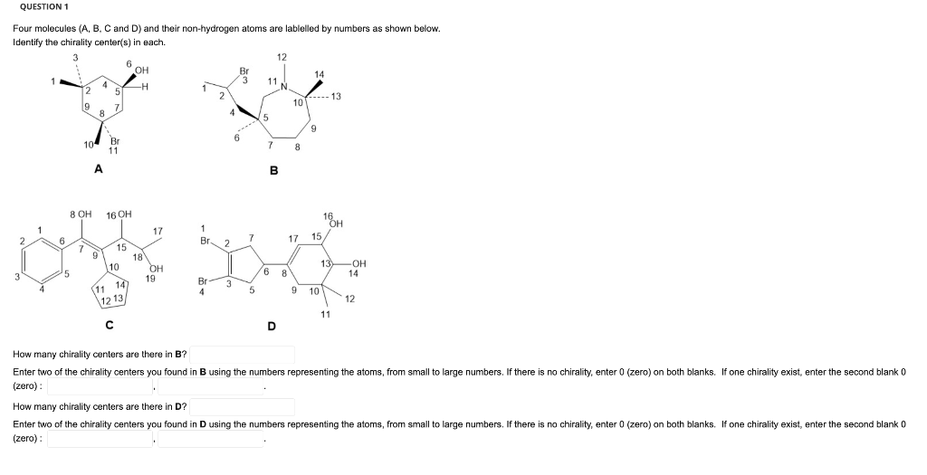 Solved QUESTION 1 Four Molecules (A, B, C And D) And Their | Chegg.com