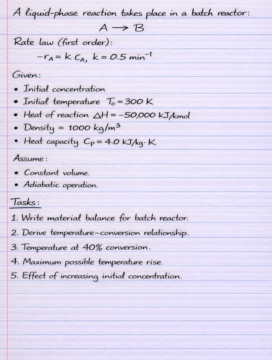 Solved A liquid-phase reaction takes place in a batch | Chegg.com