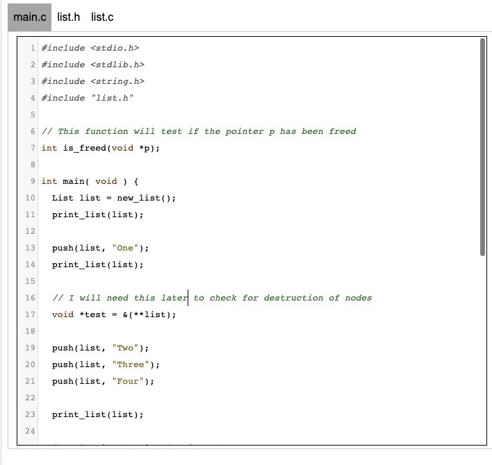 Solved Implement a Linked List in C. This is part 7 in a | Chegg.com