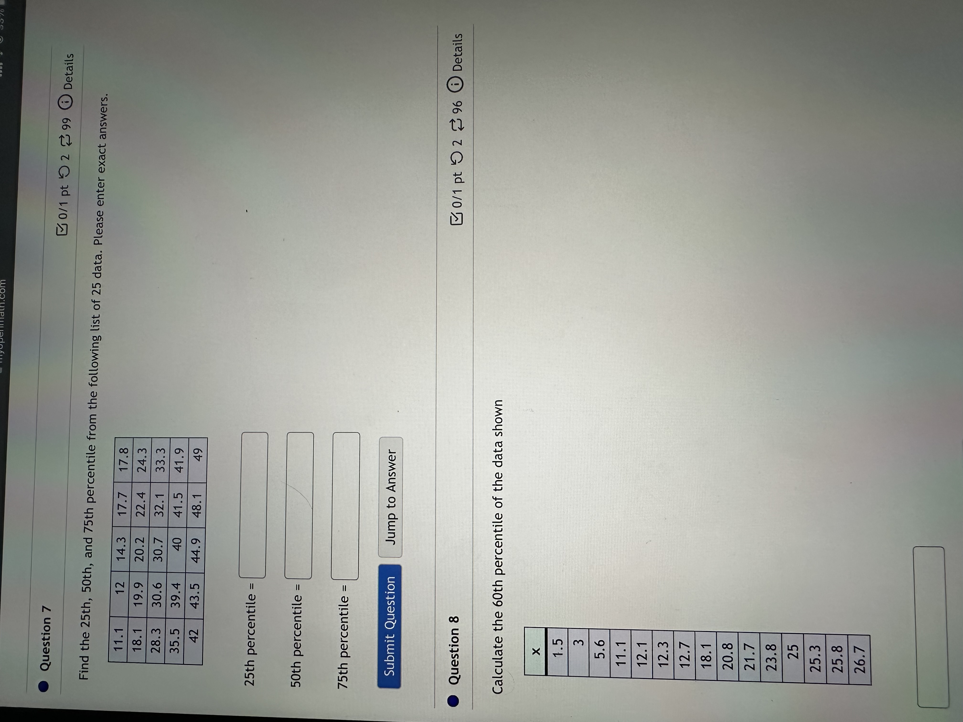 Solved Find The 25th 50th And 75th Percentile From The Chegg Com   PhpMeBZqh