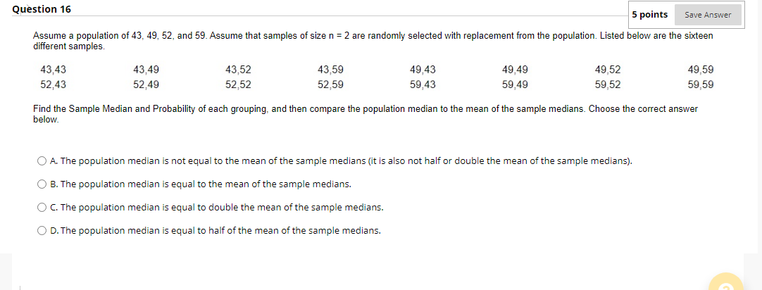 Solved Question 16 5 points Save Answer Assume a population | Chegg.com