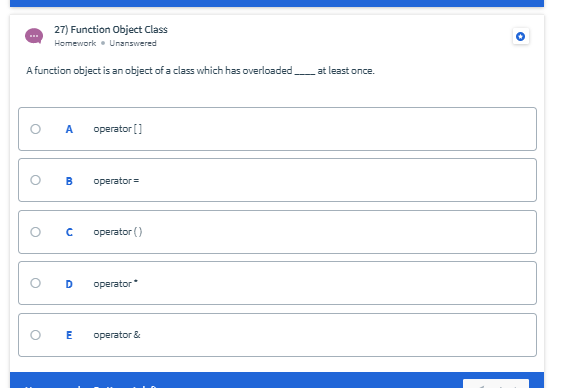 Solved 27) Function Object Class Homework. Unanswered A | Chegg.com