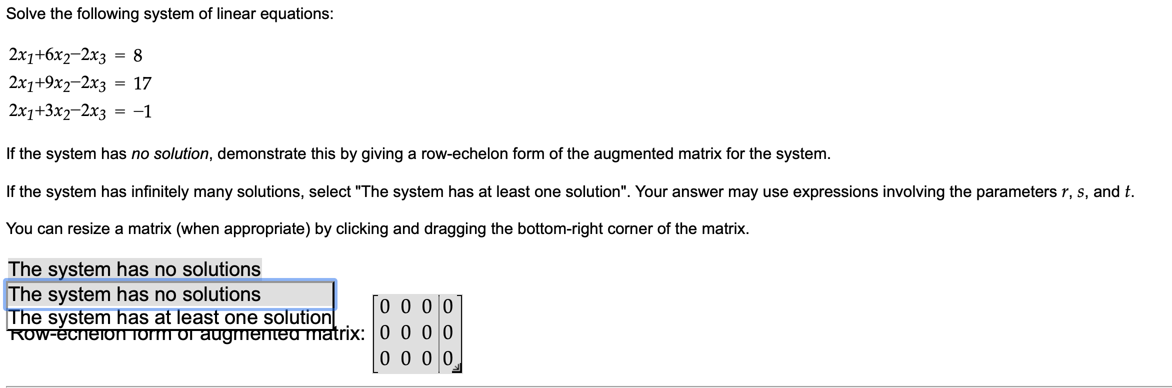 Solved Solve the following system of linear equations: | Chegg.com