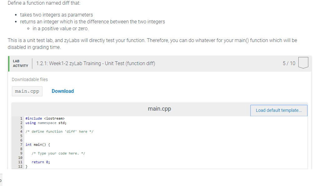 Solved Define a function named diff that: . takes two | Chegg.com