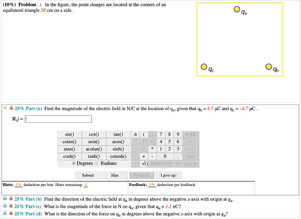 Solved (10%) Problem in the figure, the point charges are | Chegg.com