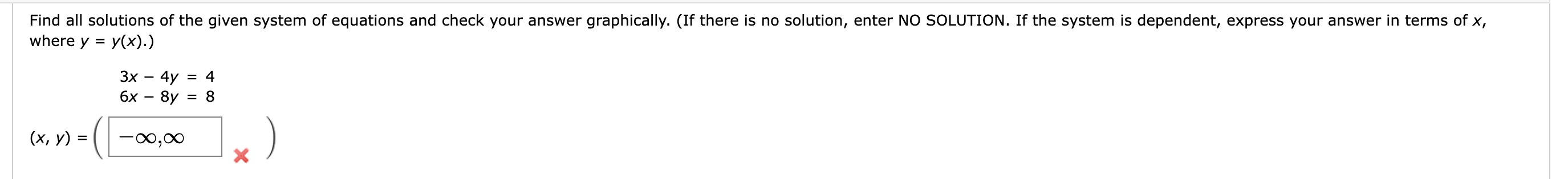 Solved Where Y Y X 3x−4y 46x−8y 8 X Y 1