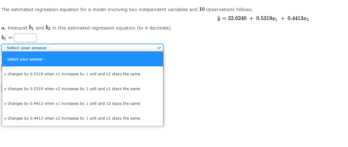 Solved The estimated regression equation for a model | Chegg.com