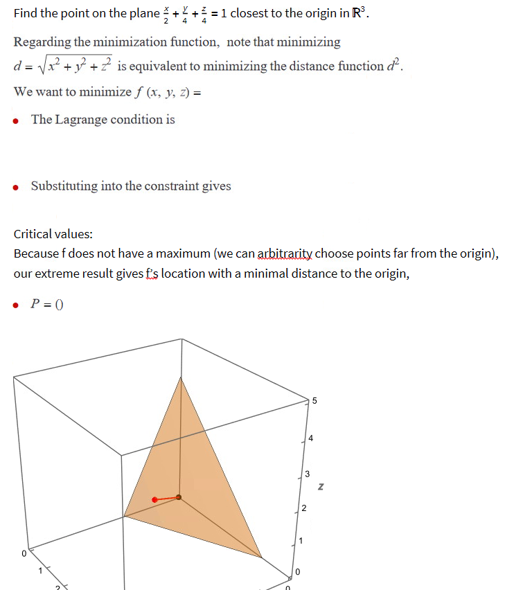 Solved 2 4 Find the point on the plane +*+ = 1 closest to | Chegg.com