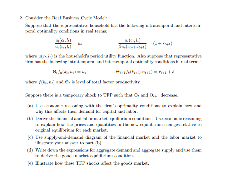 Solved swt 2. Consider the Real Business Cycle Model: | Chegg.com