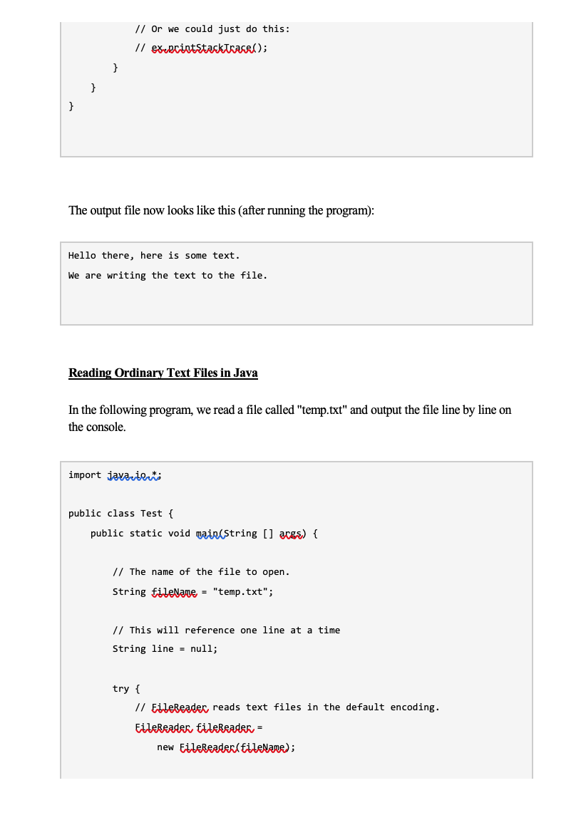 Solved Writing Text Files in Java Here's an example program | Chegg.com