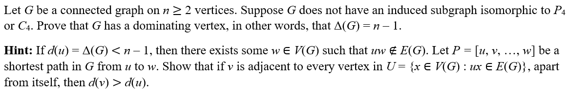 Solved Let G be a connected graph on n > 2 vertices. Suppose | Chegg.com