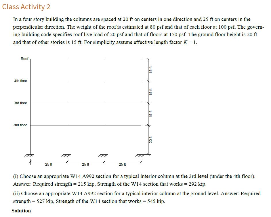 Solved Class Activity 2 In a four story building the columns | Chegg.com