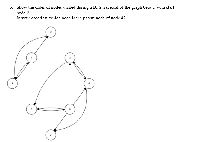 Solved 6. Show the order of nodes visited during a BFS | Chegg.com