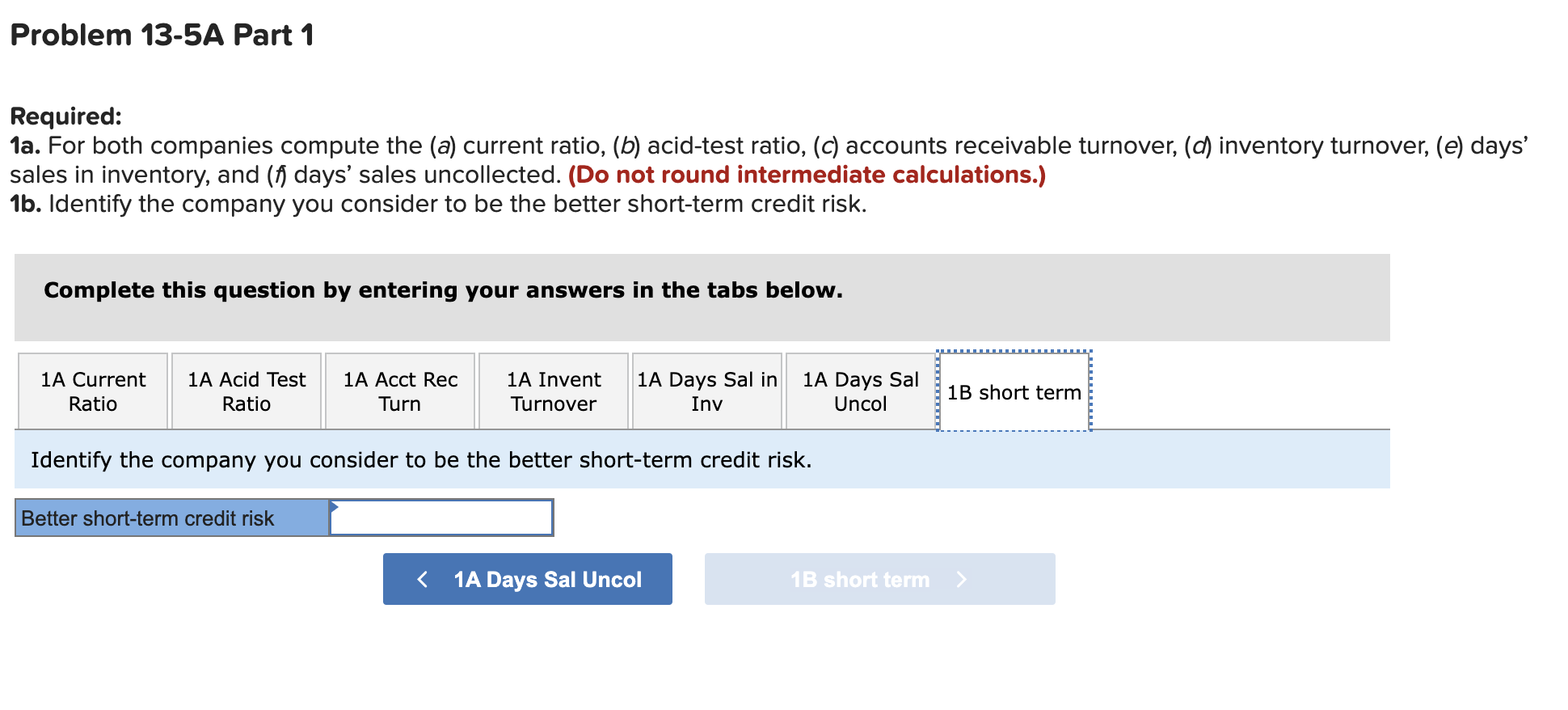 Solved Problem 13-5A Part 1 Required: 1a. For both companies | Chegg.com