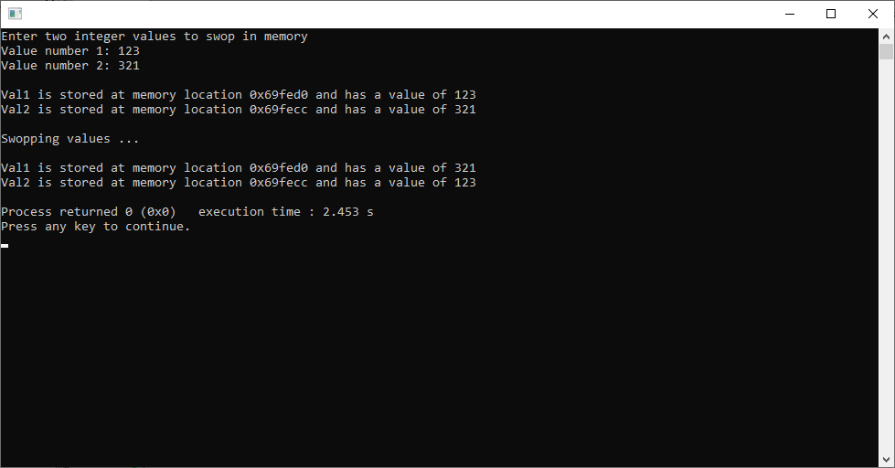 Solved Write a program in C/C++ that receives two values | Chegg.com