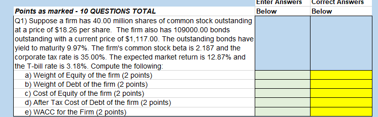 Solved Correct Answers Below Enter Answers Points As Marked | Chegg.com