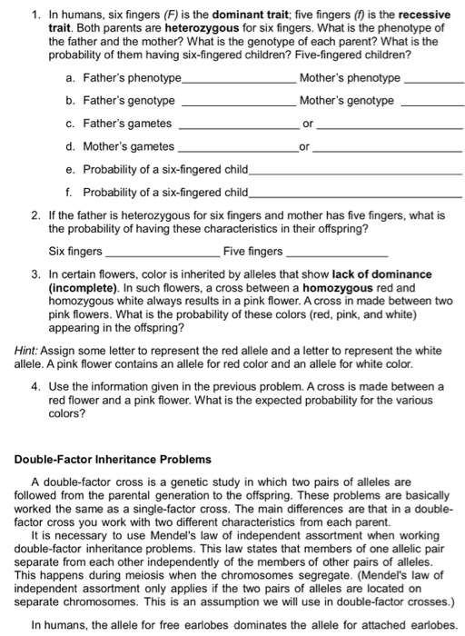 Solved In humans, six fingers (F) is the dominant trait;