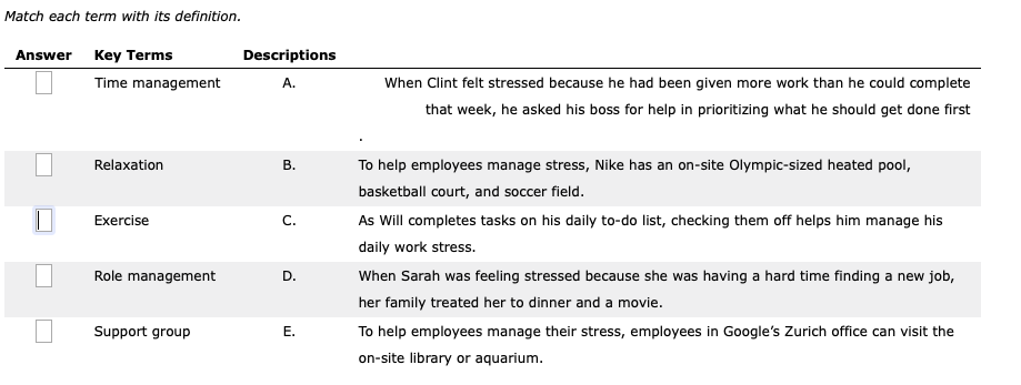 Solved Match each term with its definition. Answer Key Terms | Chegg.com