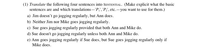 Solved (I) Translate the following four sentences into | Chegg.com