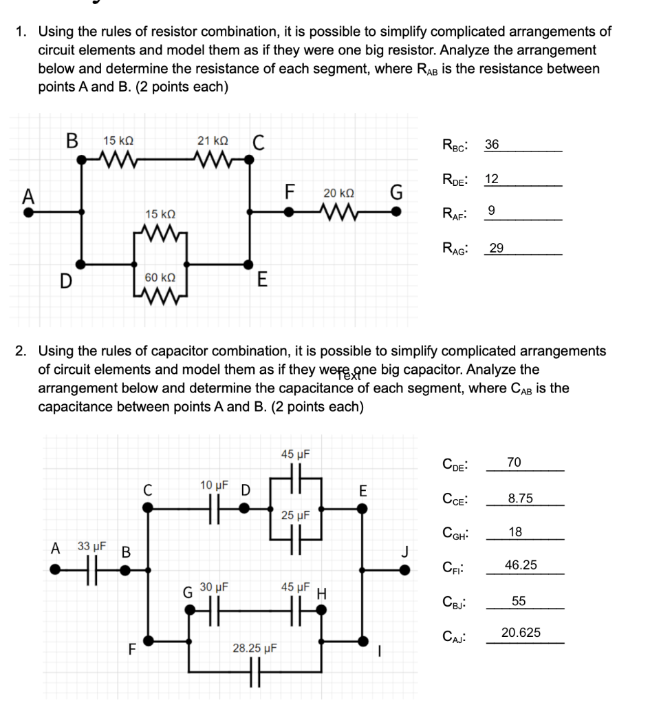 Solved 1. Using the rules of resistor combination, it is
