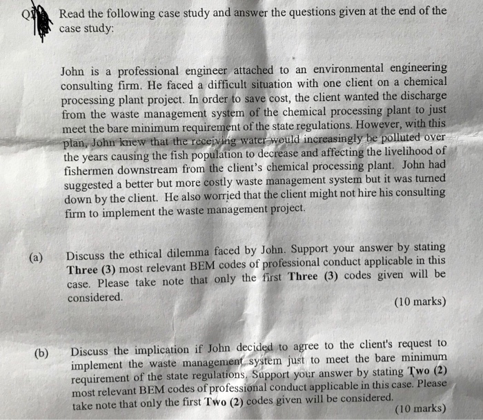 Solved Read the following case study and answer the | Chegg.com
