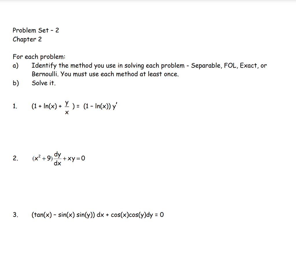 Solved Problem Set - 2 Chapter 2 For each problem: a) | Chegg.com