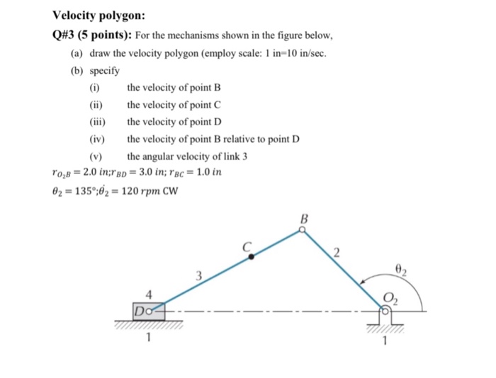 Solved Velocity polygon: Q#3 (5 points): For the mechanisms | Chegg.com