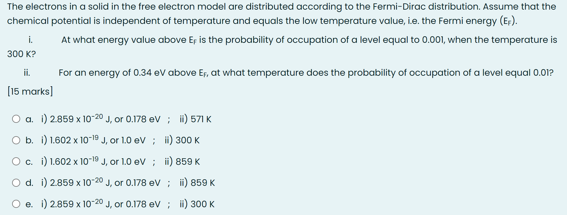 Solved The electrons in a solid in the free electron model | Chegg.com