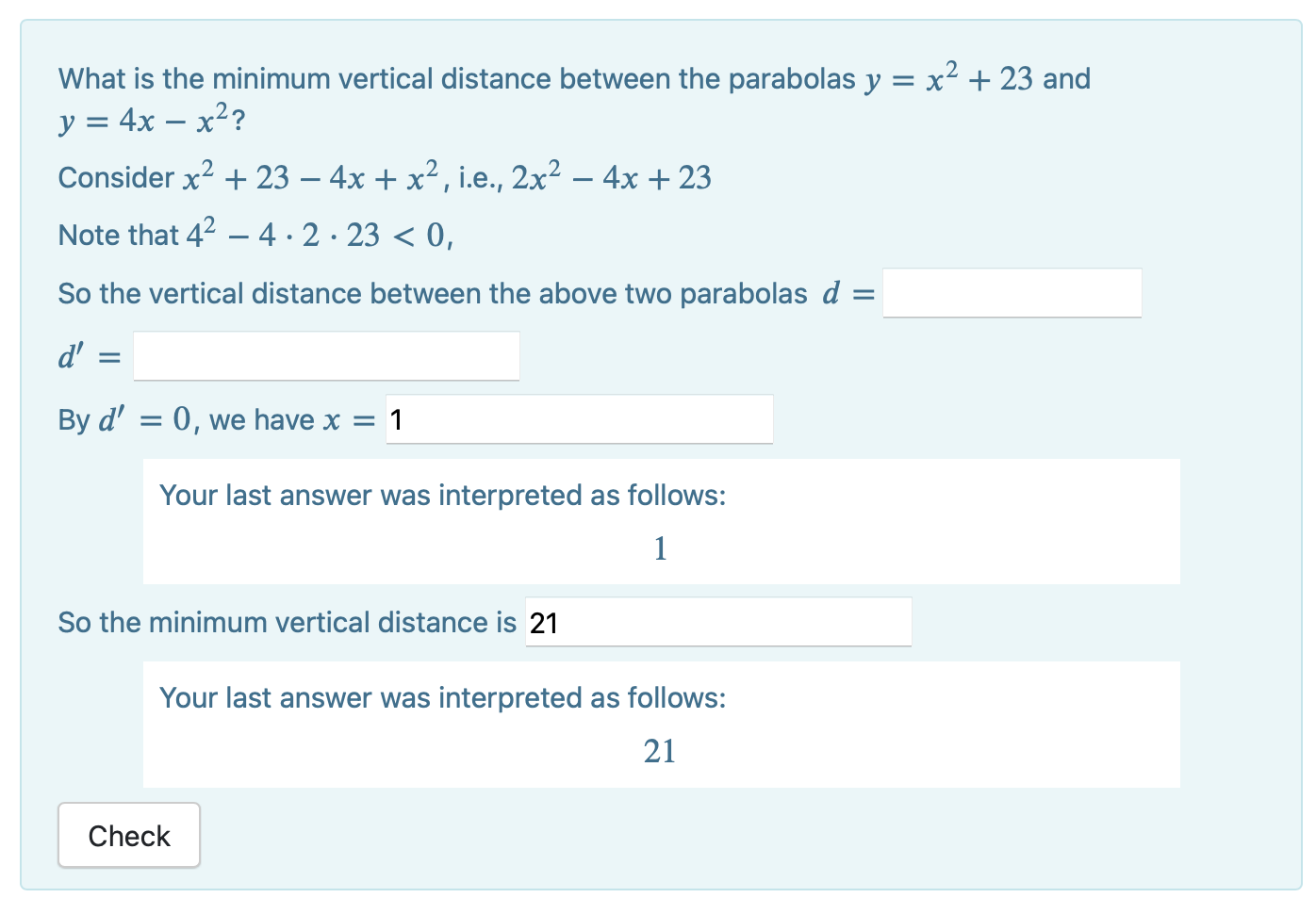 Solved What is the minimum vertical distance between the