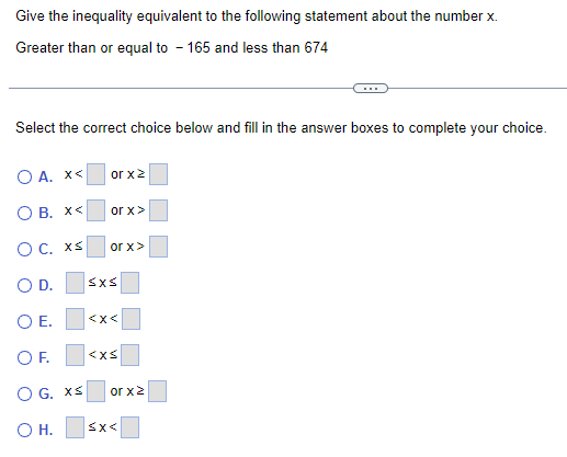 Solved Give the inequality equivalent to the following | Chegg.com