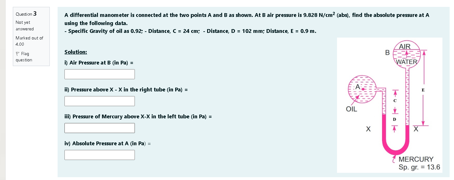 Solved A Differential Manometer Is Connected At The Two | Chegg.com