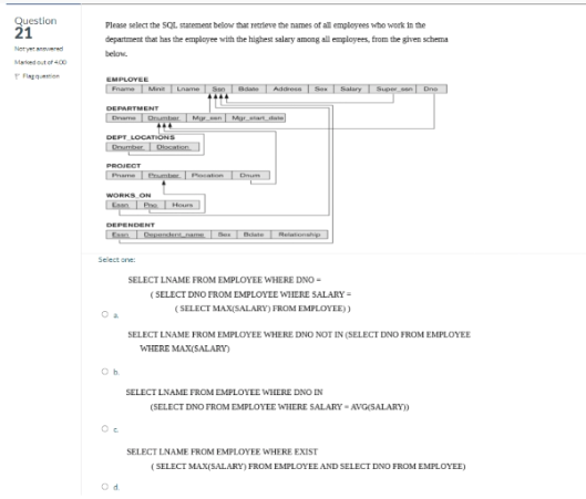 Solved Question Please Select the SQL Statement below that | Chegg.com