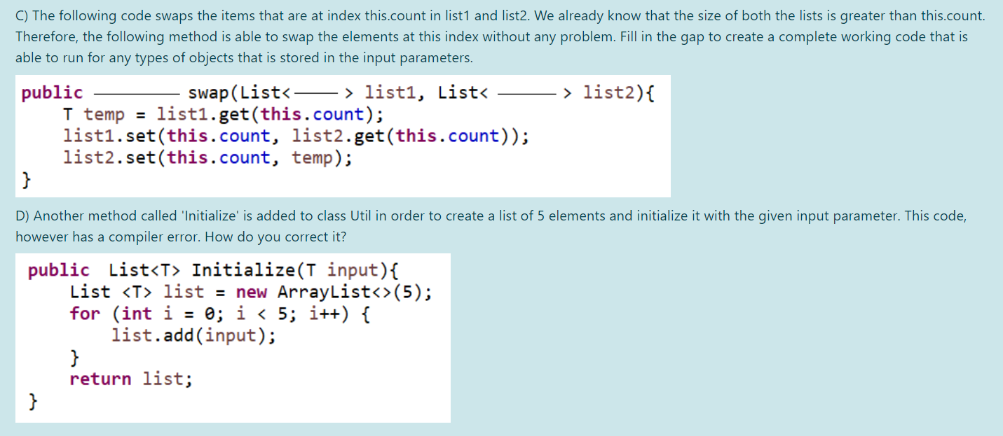 Solved The following code is given. A) fill in the gaps so | Chegg.com
