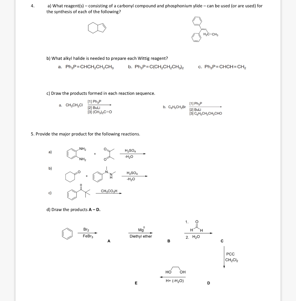 Solved a) What reagent(s) - consisting of a carbonyl | Chegg.com