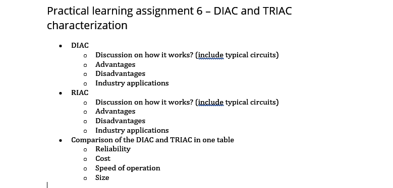 Solved Practical learning assignment 6 - DIAC and TRIAC | Chegg.com