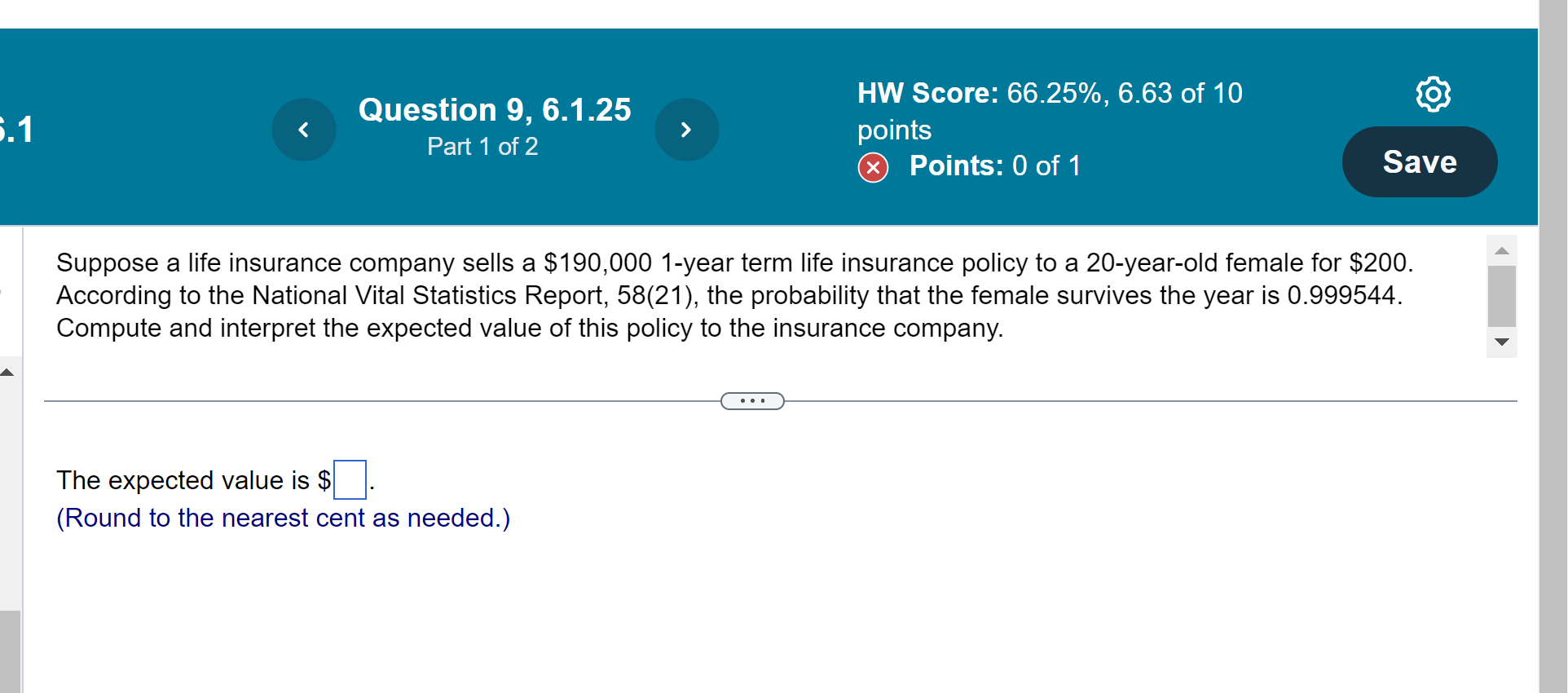 Solved Suppose A Life Insurance Company Sells A $190,000 | Chegg.com