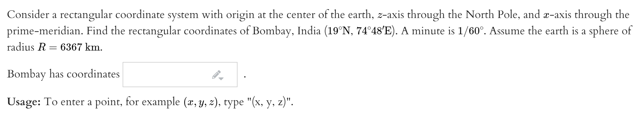Solved Consider a rectangular coordinate system with origin | Chegg.com