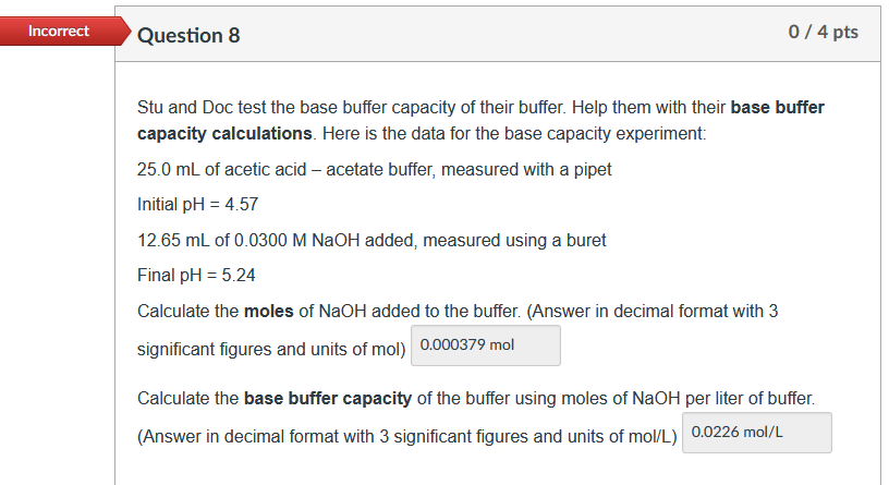 Solved Stu And Doc Test The Base Buffer Capacity Of Their | Chegg.com