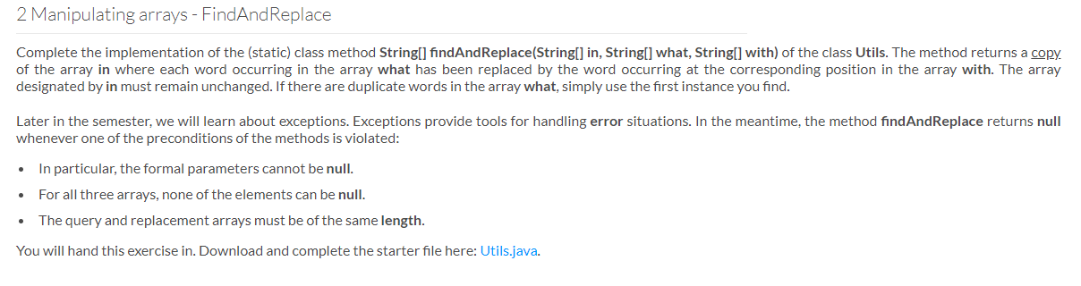 Solved 2 Manipulating arrays - FindAnd Replace Complete the | Chegg.com