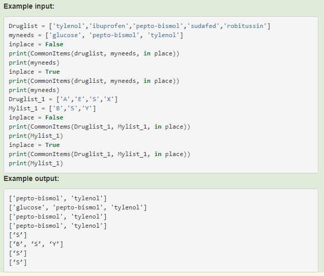Solved Write a Python function CommonItems(reflist, mylist, | Chegg.com