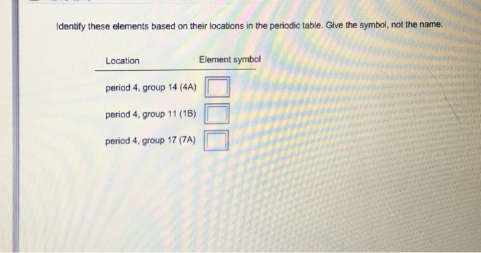 Solved Identify these elements based on their locations in | Chegg.com
