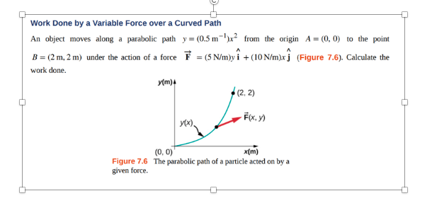 Finding Work Over Variable Path Solved Work Done by a Variable Force over a Curved Path An | Chegg.com