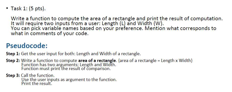 Solved • Task 1: (5 pts). Write a function to compute the | Chegg.com