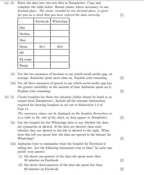 Solved (a) (i) Enter the data into two new lists in | Chegg.com