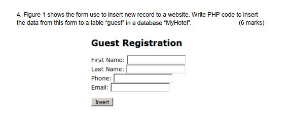 Solved 4. Figure 1 shows the form use to insert new record | Chegg.com