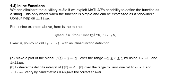 Solved 1.4) Inline Functions We can eliminate the auxiliary | Chegg.com