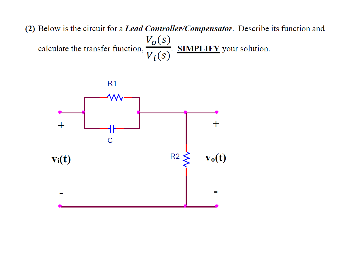 Solved (2) Below is the circuit for a Lead | Chegg.com