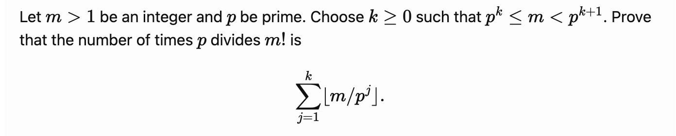 Solved Let M 1 Be An Integer And P Be Prime Choose K≥0 Such